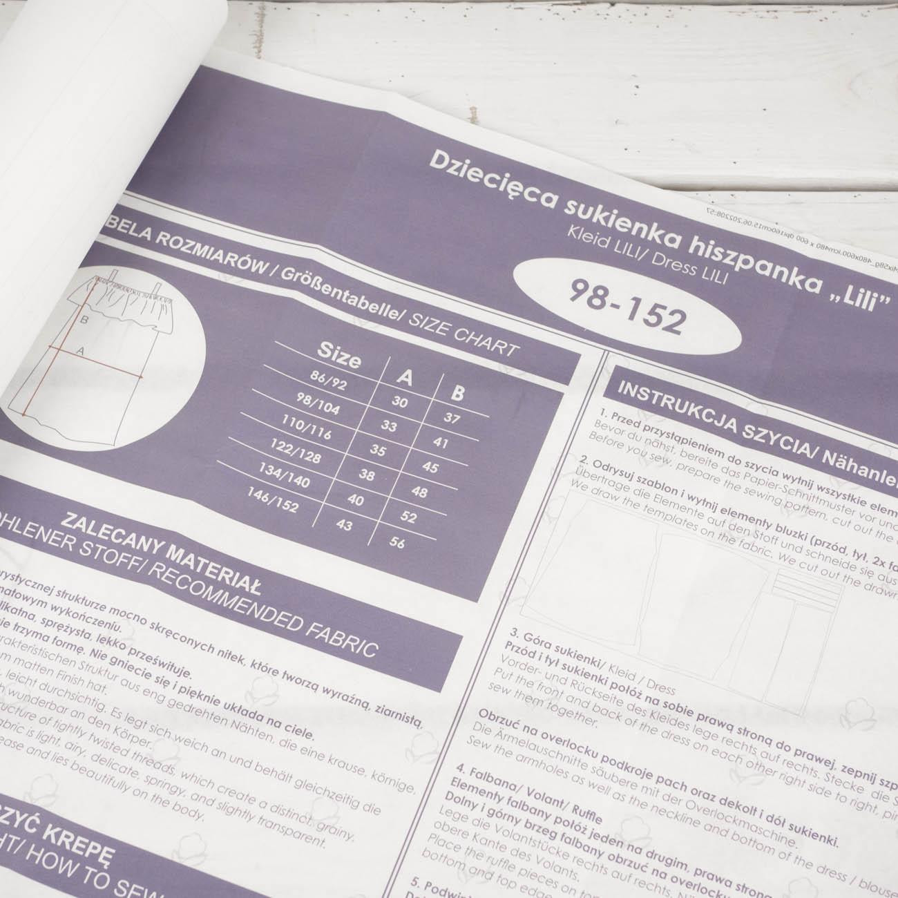 SUKIENKA HISZPANKA LILI - WYKRÓJ PAPIEROWY