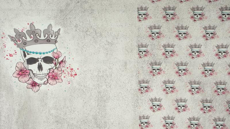 SKULL QUEEN - panel panoramiczny single jersey TE210