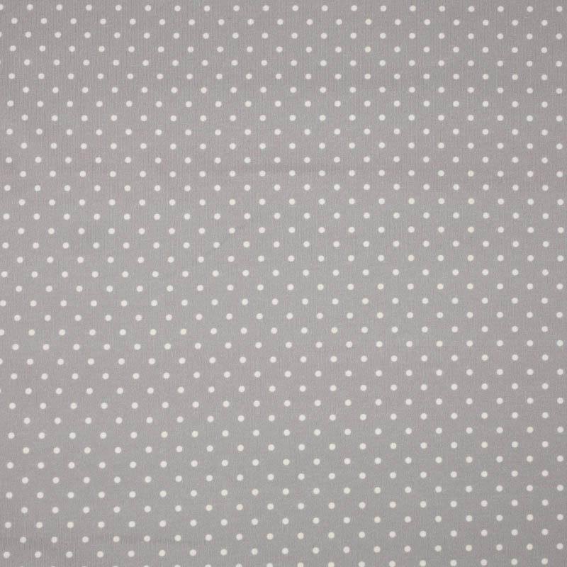 100cm KROPKI BIAŁE / szary - single jersey z elastanem 
