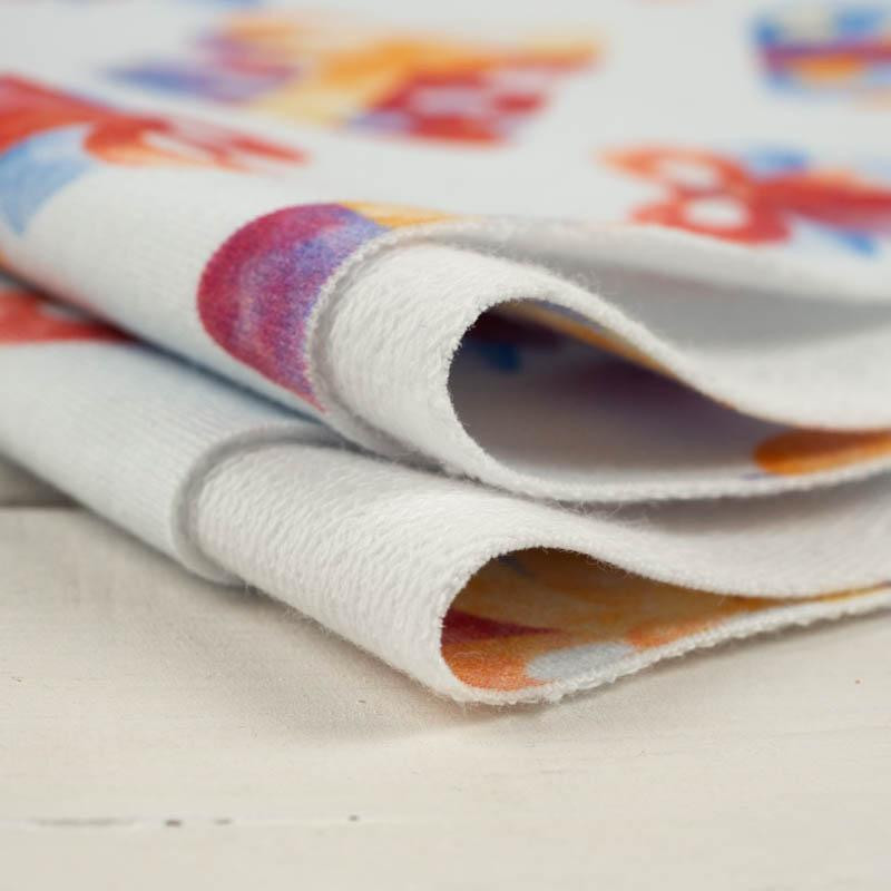 50cm ŚWIĄTECZNE PREZENTY (ŚWIĄTECZNE RENIFERY) - organiczna dresówka pętelkowa