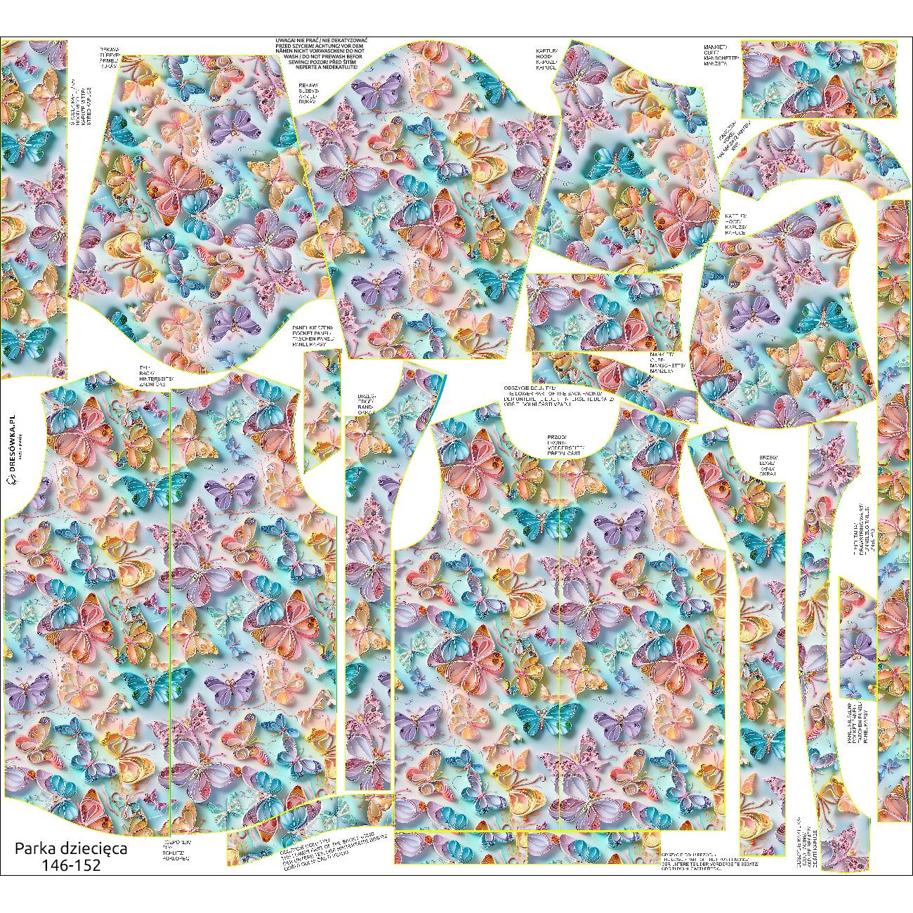 PARKA DZIECIĘCA (ARIEL) - PAPER BUTTERFLIES - zestaw do uszycia