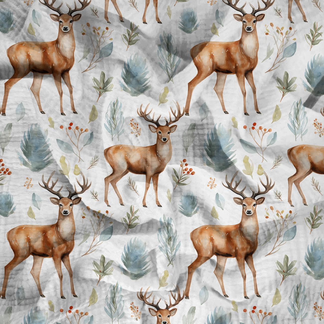 PASTEL REINDEER - Muślin bawełniany