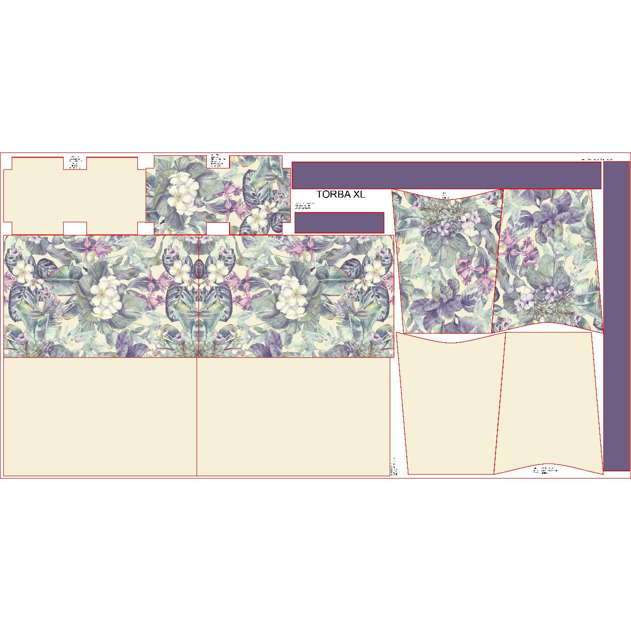 Torba XL z saszetką 2 w 1 - PURPLE FLORAL - zestaw do uszycia 