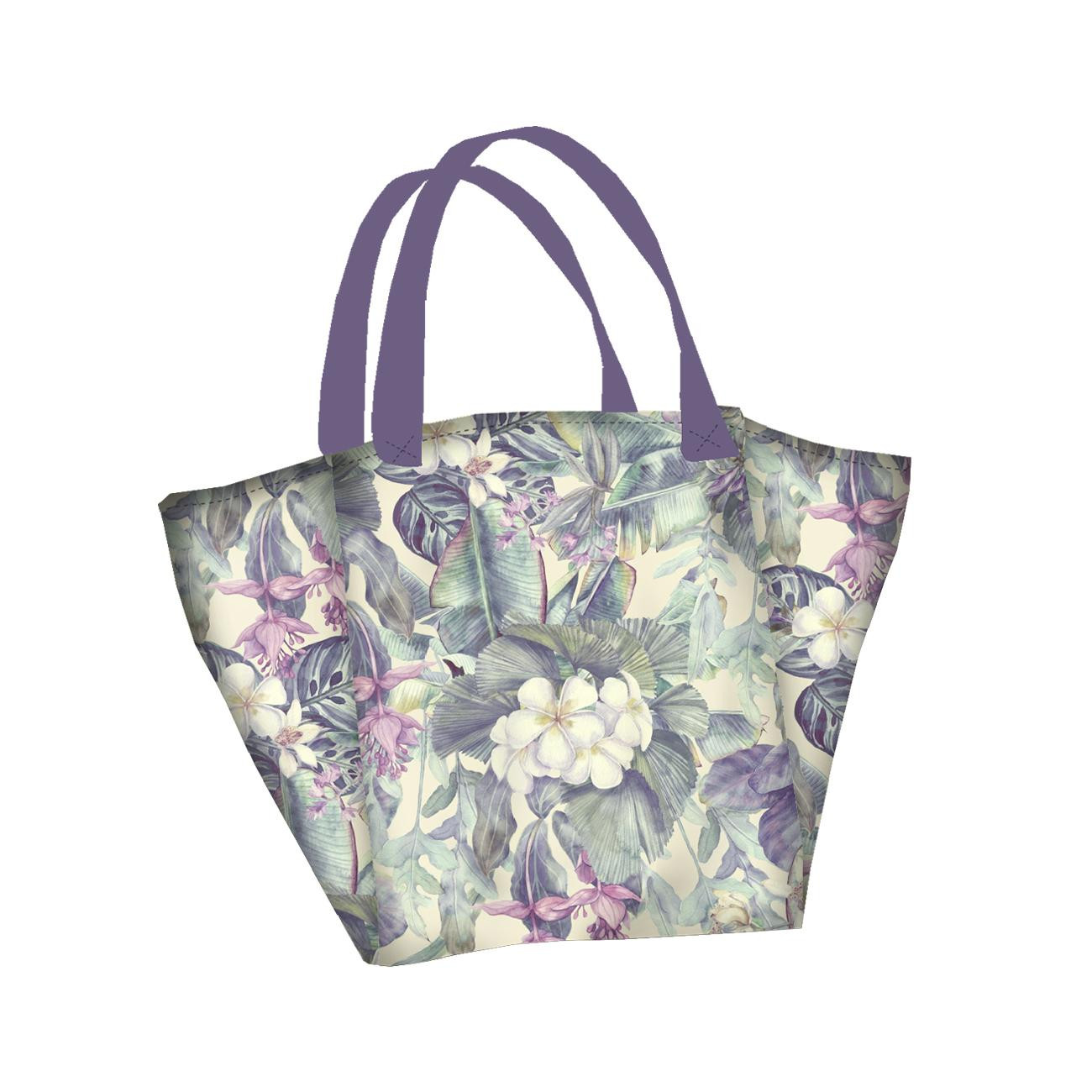 Torba XL z saszetką 2 w 1 - PURPLE FLORAL - zestaw do uszycia 