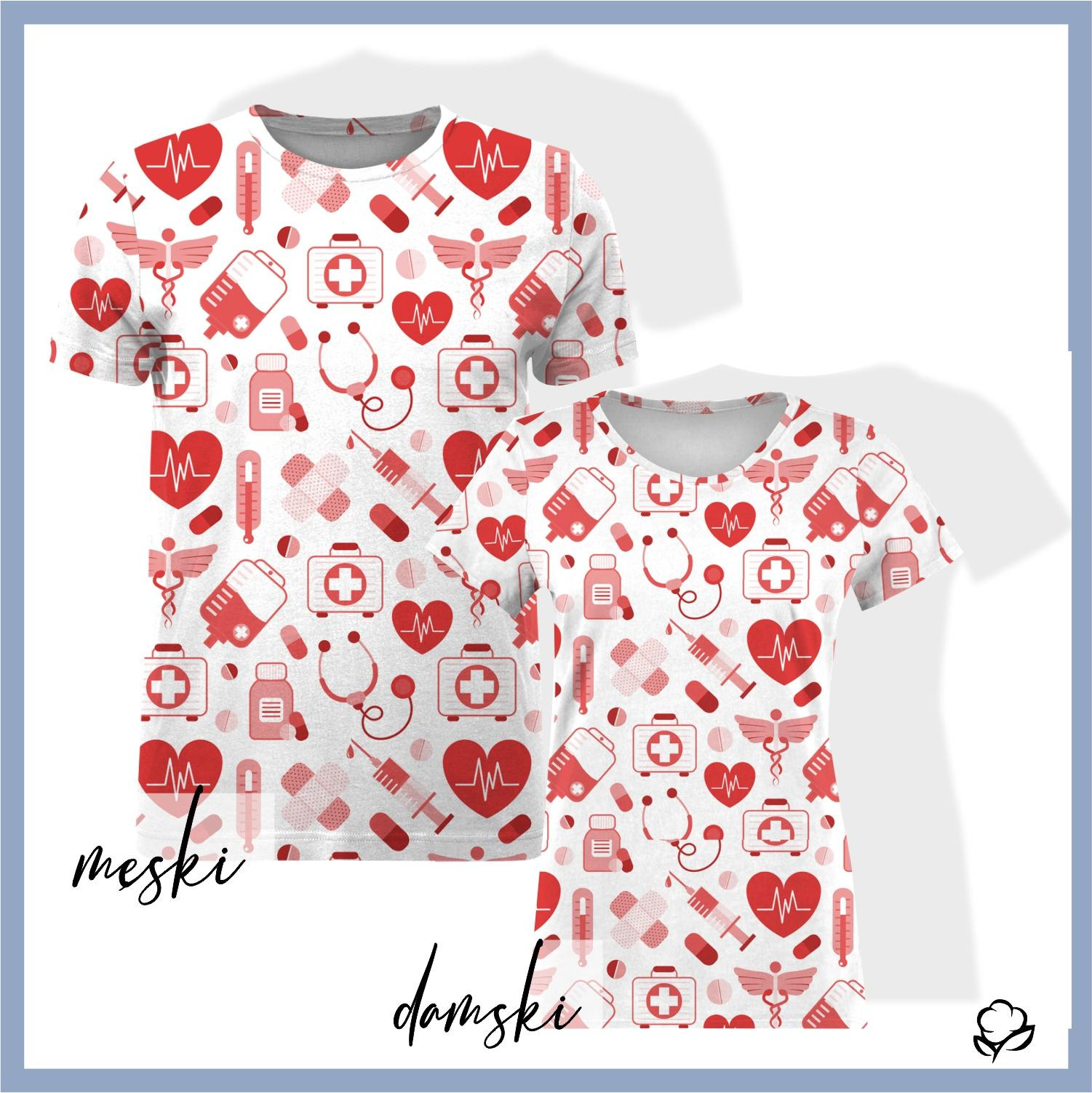 T-SHIRT DAMSKI - RATOWNICTWO (HOBBY I ZAWODY) - czerwony / biały - single jersey