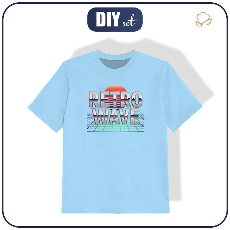 T-SHIRT DZIECIĘCY - RETRO WAVE / błękitny - single jersey