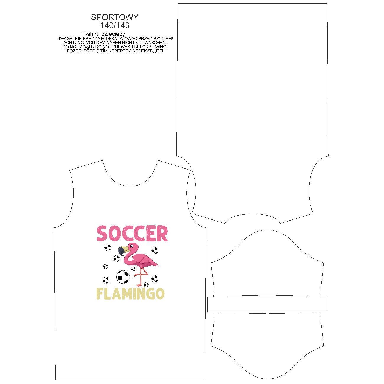 T-SHIRT SPORTOWY DZIECIĘCY - SOCCER FLAMINGO / biały (92/98)