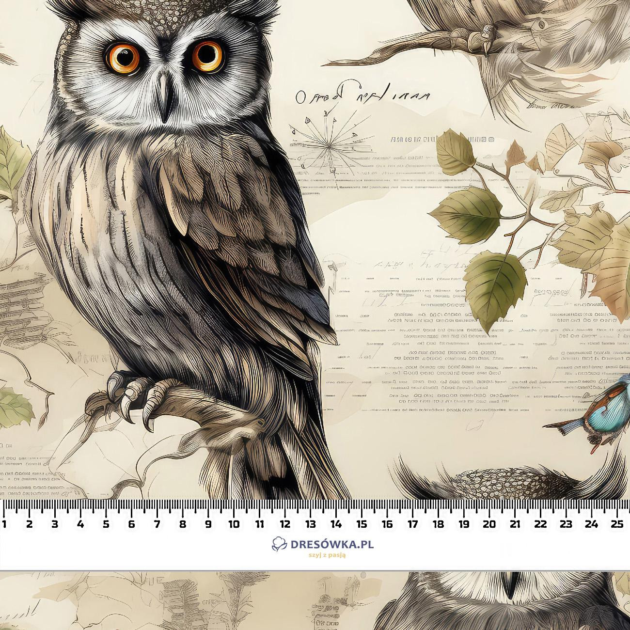 PASTEL BIRDS WZ.4 (SOWY) - lekka dzianina drapana