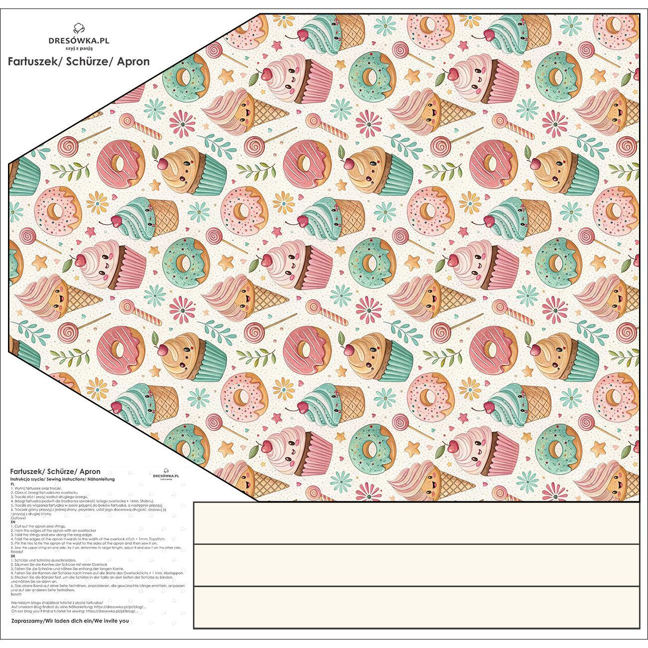 FARTUSZEK - SWEETS WZ.8 - zestaw do uszycia- tkanina wodoodporna