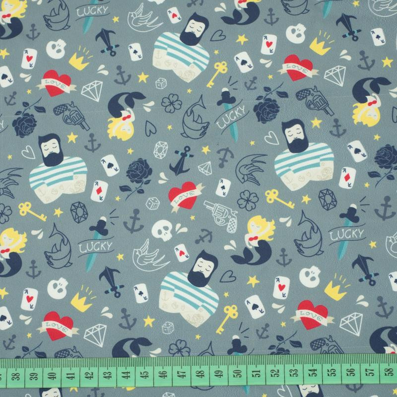 TATTOO / szara  - tkanina szybkoschnąca