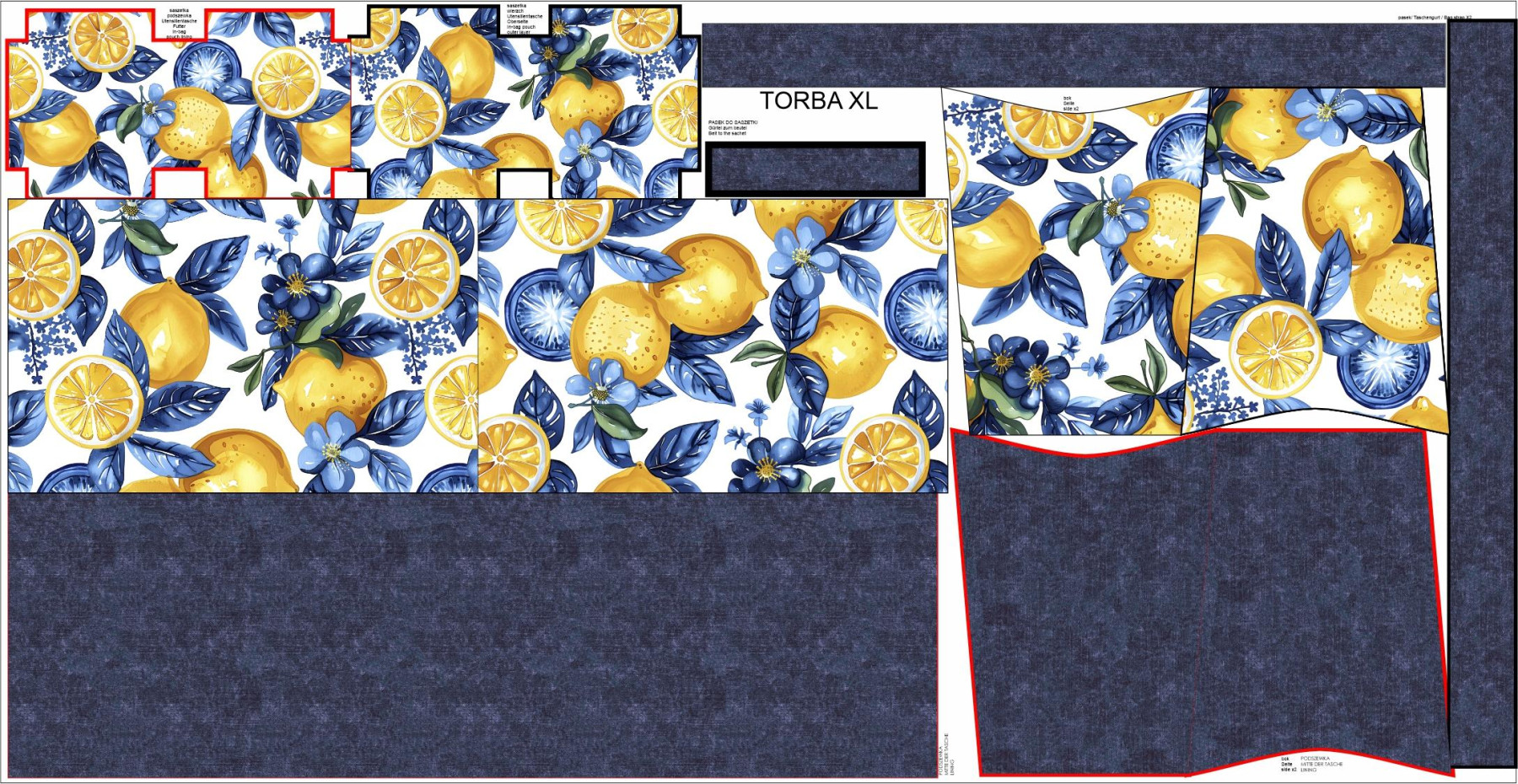 Torba XL z saszetką 2 w 1 - Tutti Frutti wz.16 - zestaw do uszycia