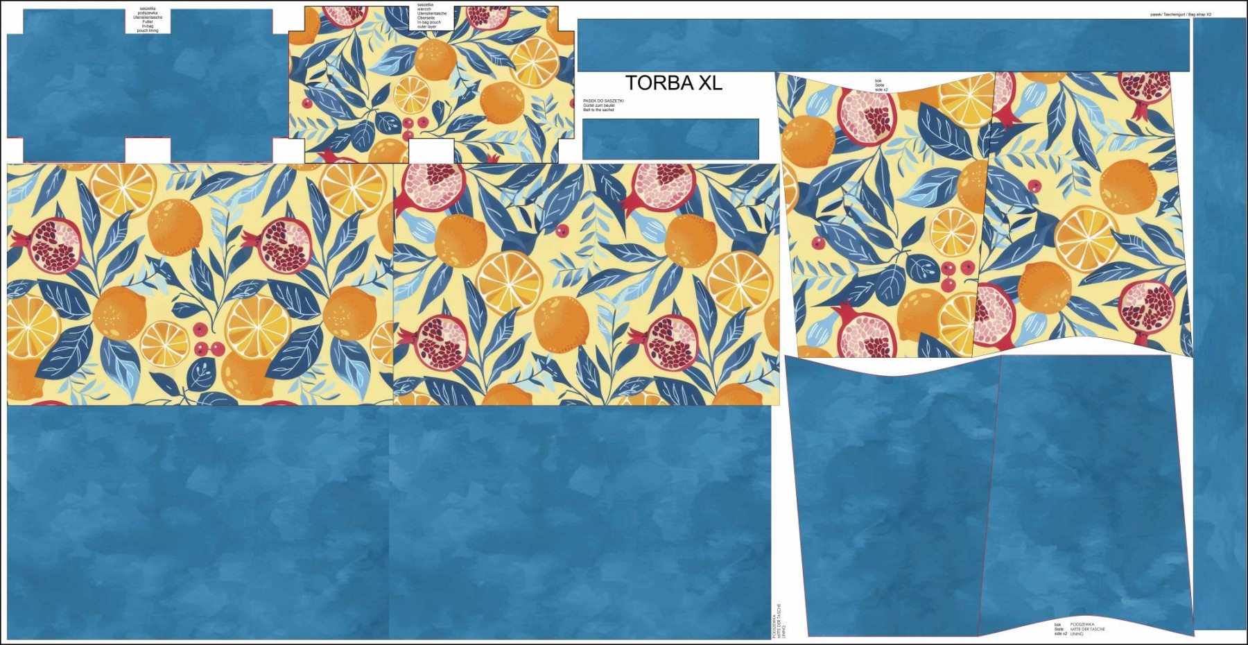 Torba XL z saszetką 2 w 1 - Tutti Frutti wz.5 - zestaw do uszycia