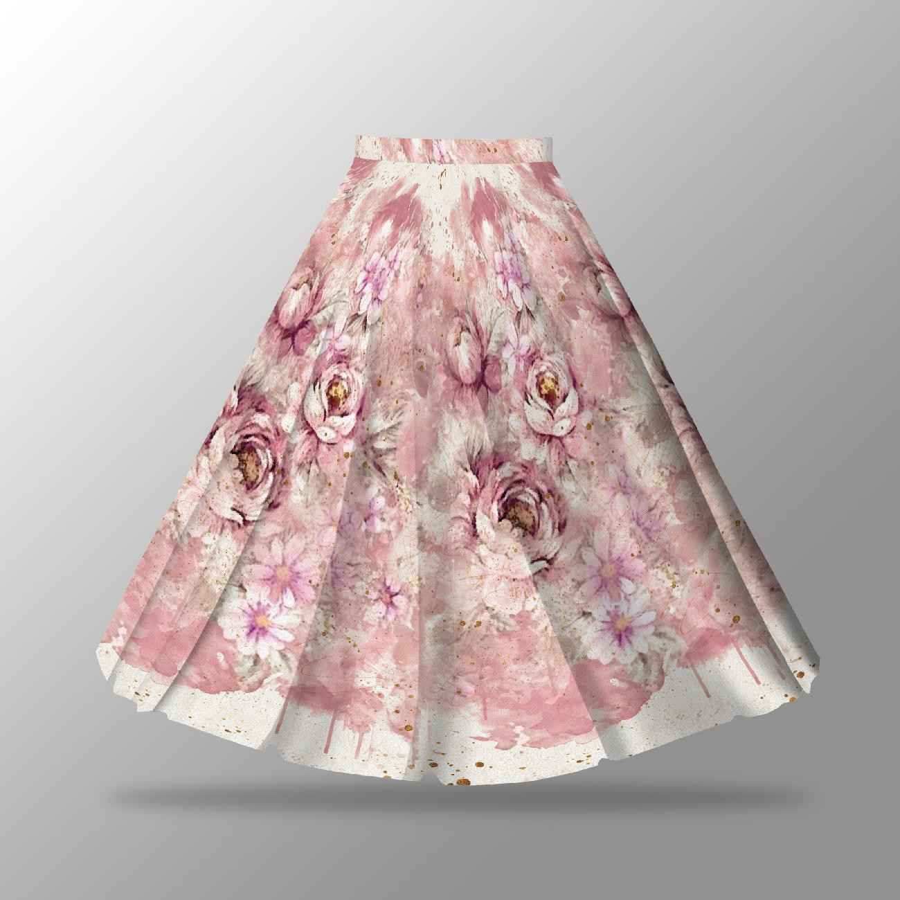 WATERCOLOR FLOWERS WZ. 6 - panel na spódnicę "MAXI" - jersey wiskozowy