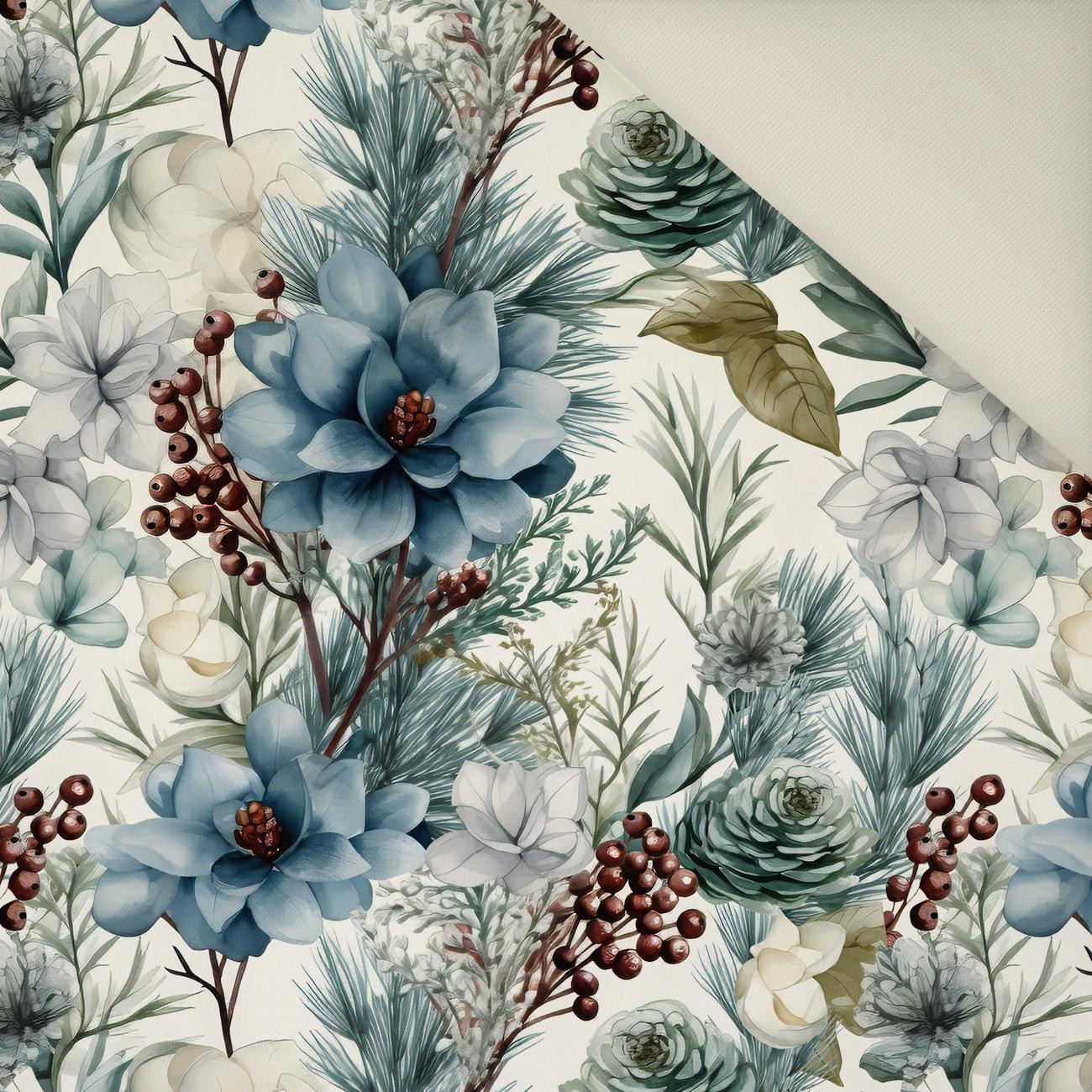 WINTER FLOWERS WZ.3- Welur tapicerski