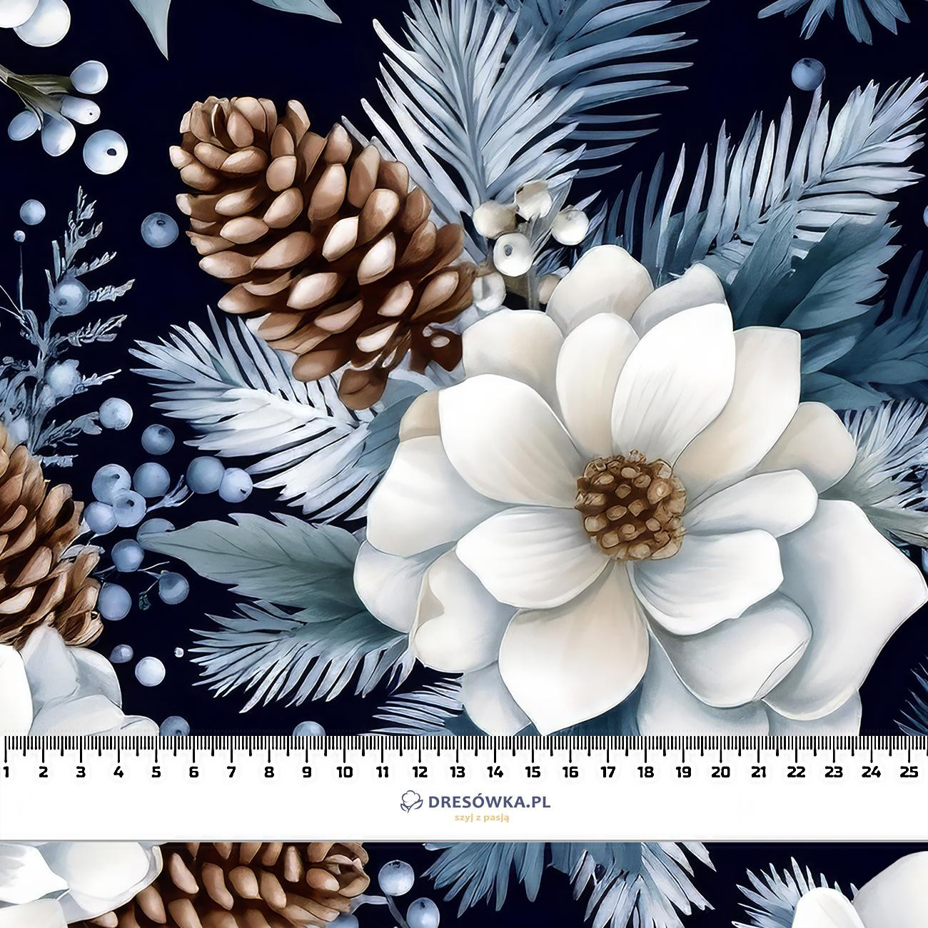 WINTER FLOWERS WZ.6 - lekka dzianina drapana