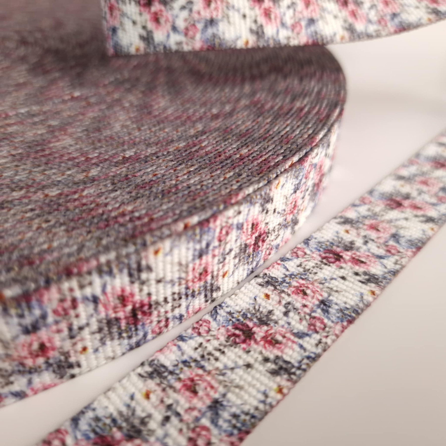 Taśma nośna parciana 25mm -   AKWARELOWY BUKIET