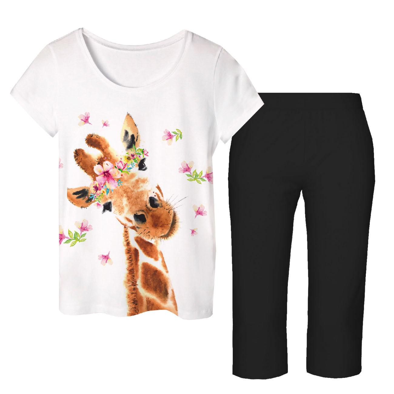 PIŻAMA-T-SHIRT "LINDA" - ŻYRAFA - zestaw do uszycia