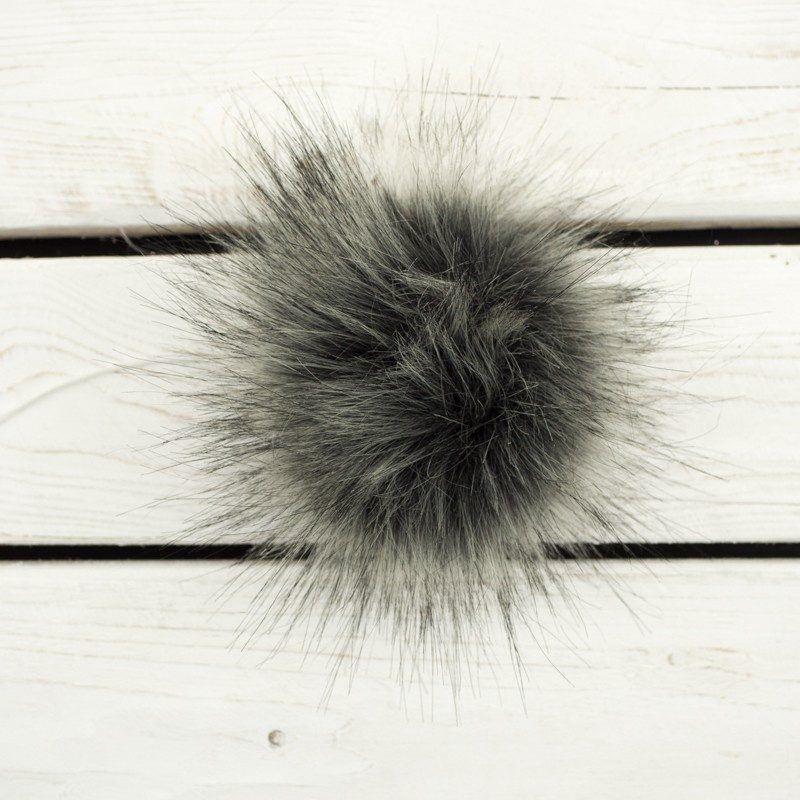 Pomponik futerkowy eko 12cm - melanż szary