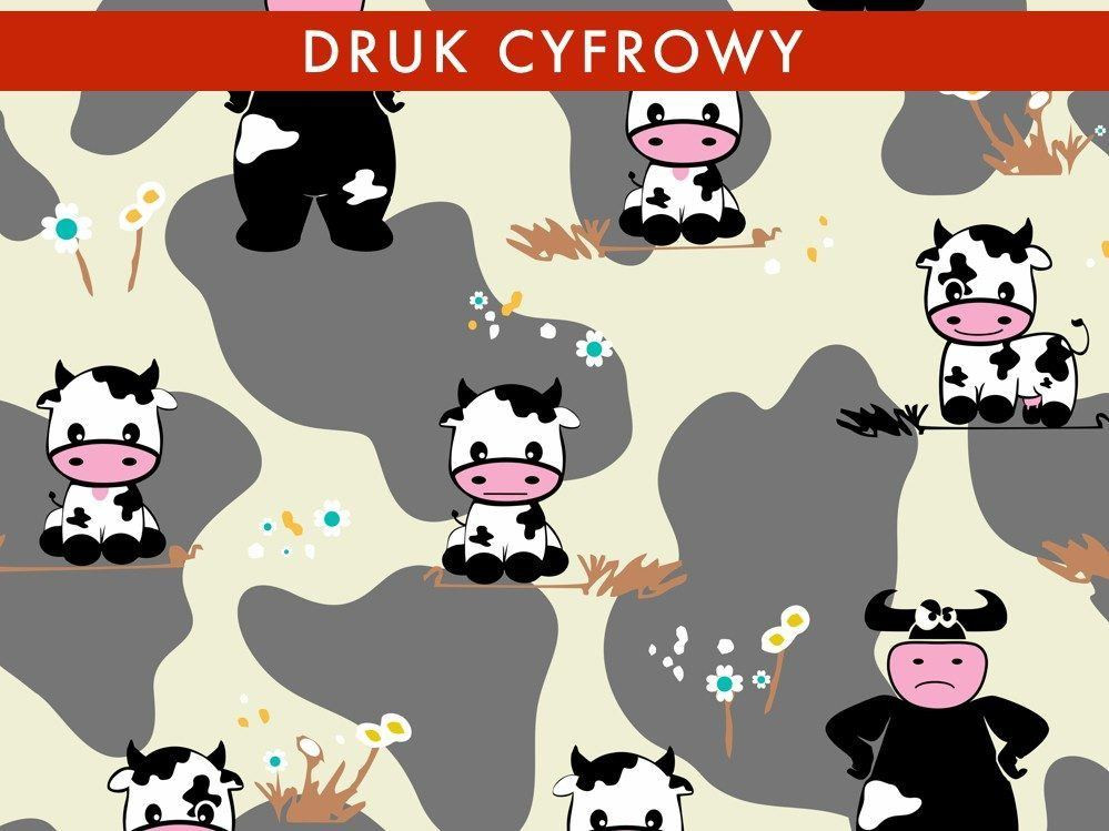 KROWY NA  BEŻU - dresówka pętelkowa 