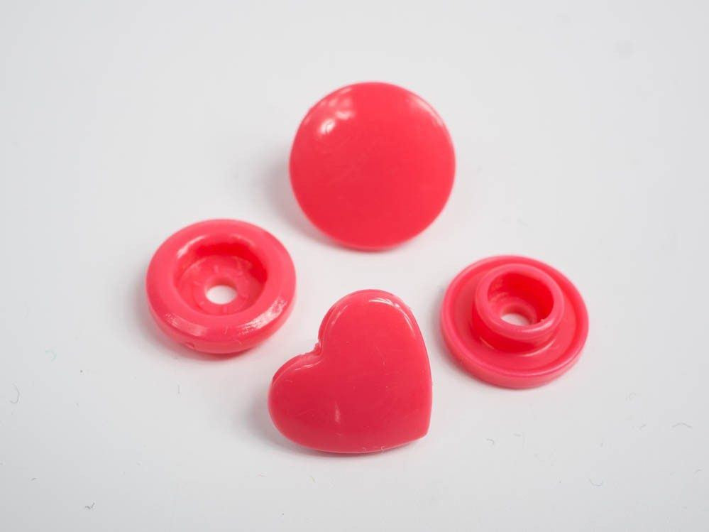 Napy KAM serca12mm - jasny czerwony 10kpl