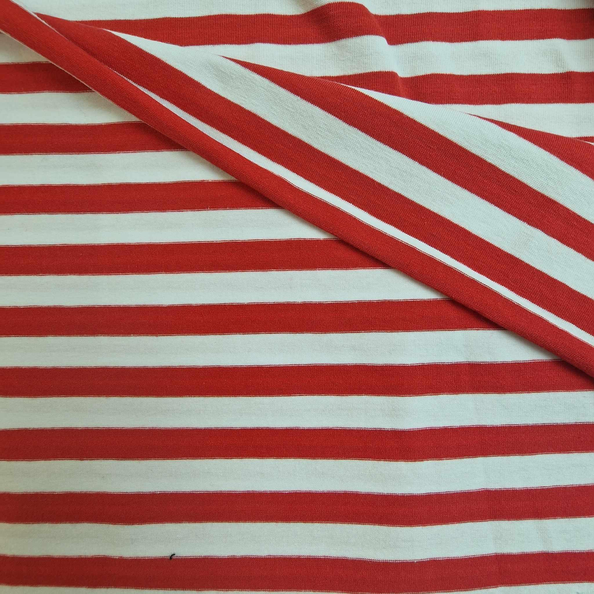PASKI BIAŁO-CZERWONE 1CM X 1CM - dzianina t-shirt z elastanem TE210