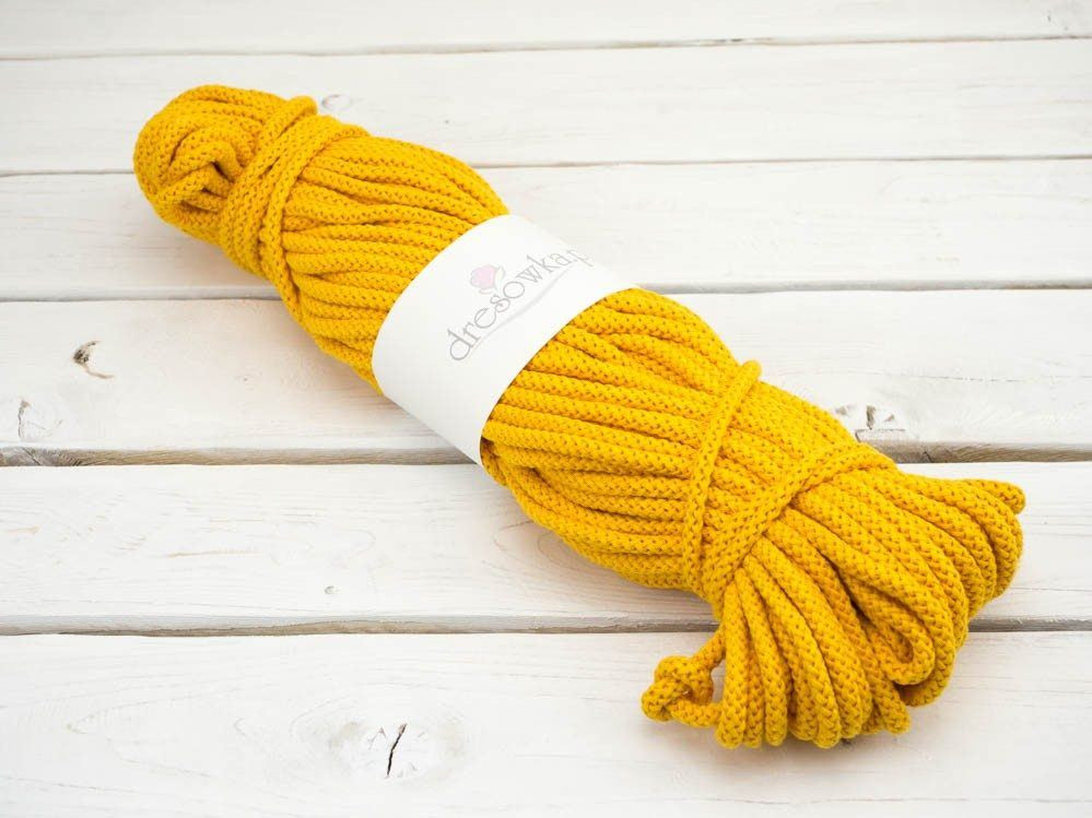 Sznurek  bawełniany  okrągły 8mm- MOTEK - ŻÓŁTY KANARKOWY (YELLOW)