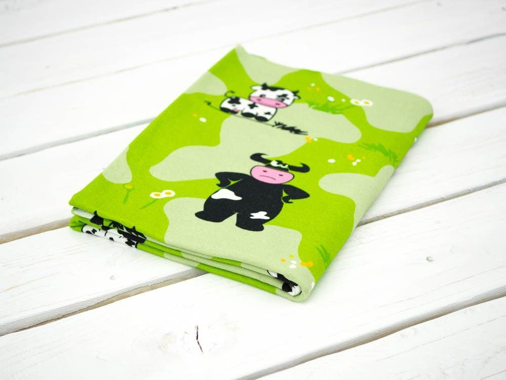 KROWY NA ZIELONYM - Jersey wiskozowy WE210