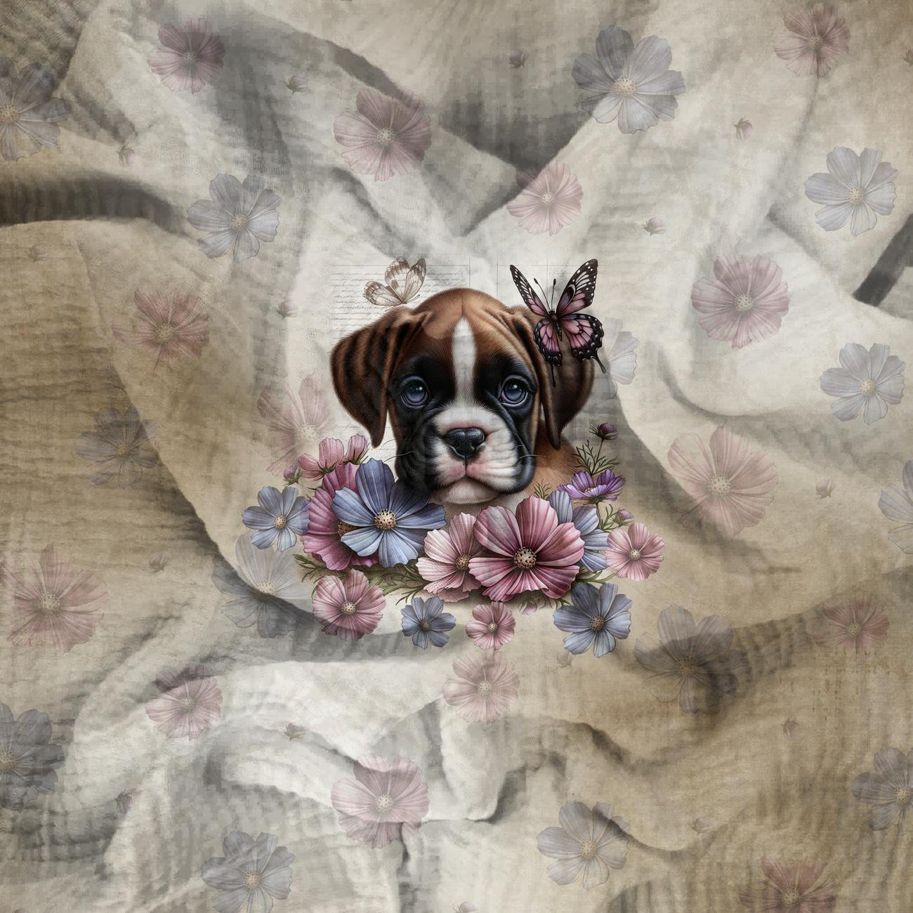 CUTE ANIMALS wz.16 - panel (60cm x 50cm) muślin bawełniany