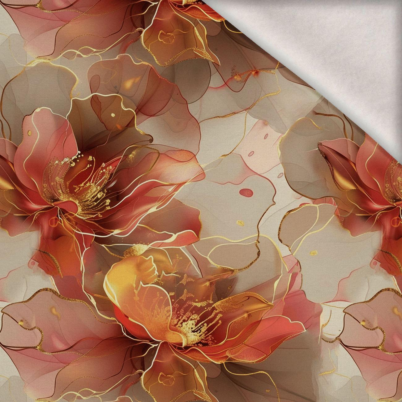 AUTUMN FLOWERS WZ.18 - dzianina drapana z elastanem ITY