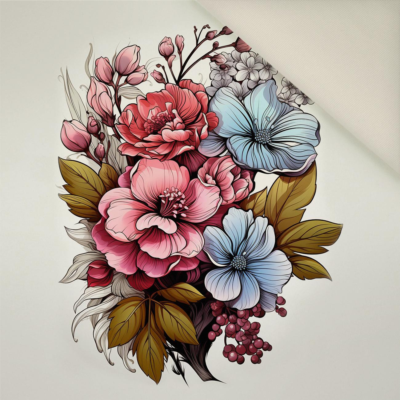 BOUQUET OF FLOWERS WZ.8 - panel (60cm x 50cm) - Welur tapicerski
