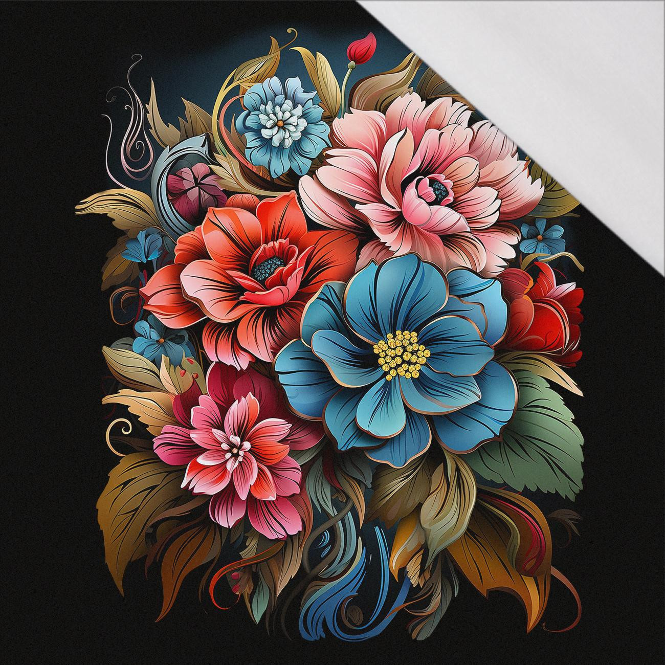 BOUQUET OF FLOWERS WZ.1 - panel (75cm x 80cm) - single jersey z elastanem ITY