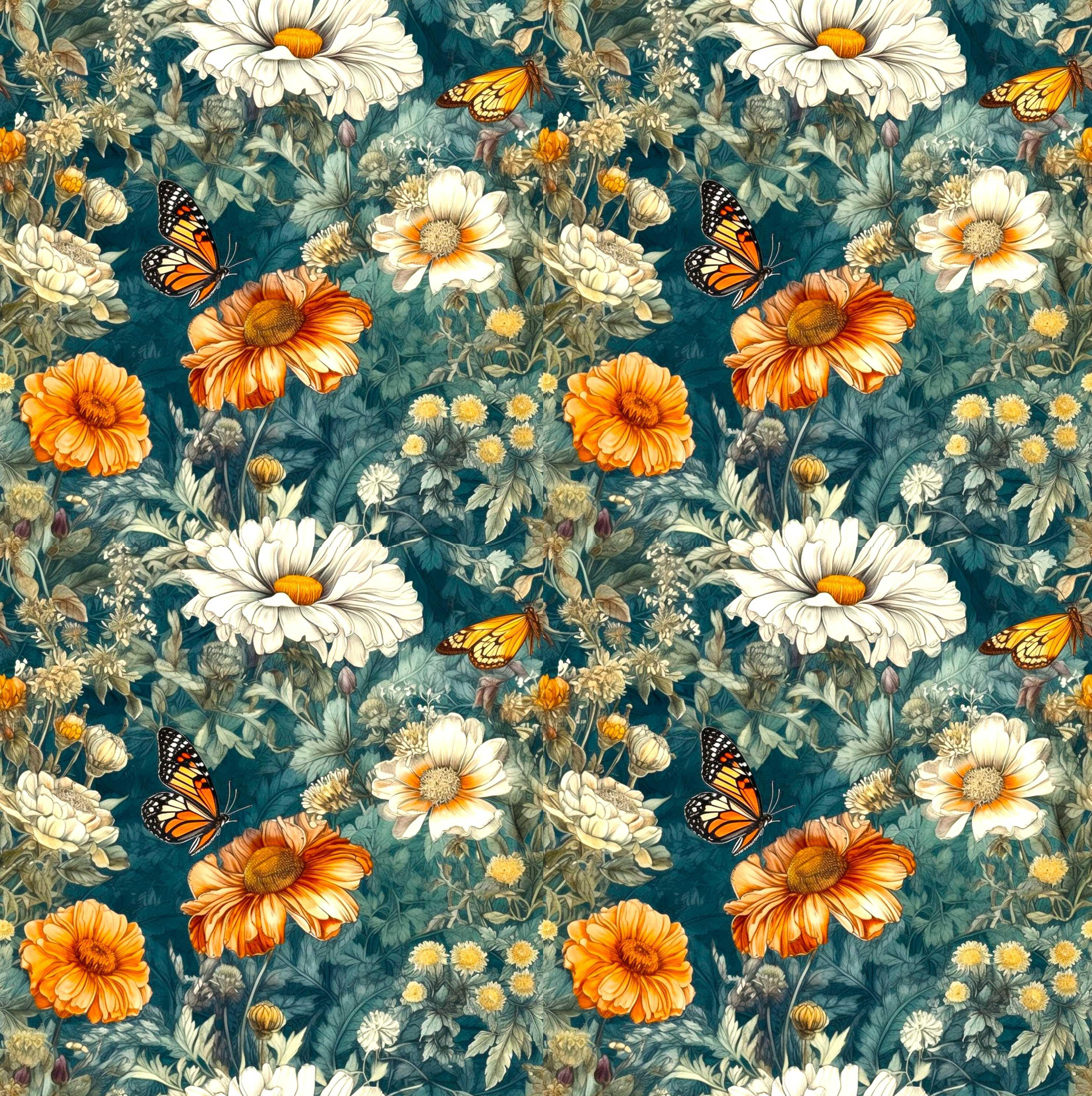 Butterfly & Flowers wz.1  ( SZMARAGD )