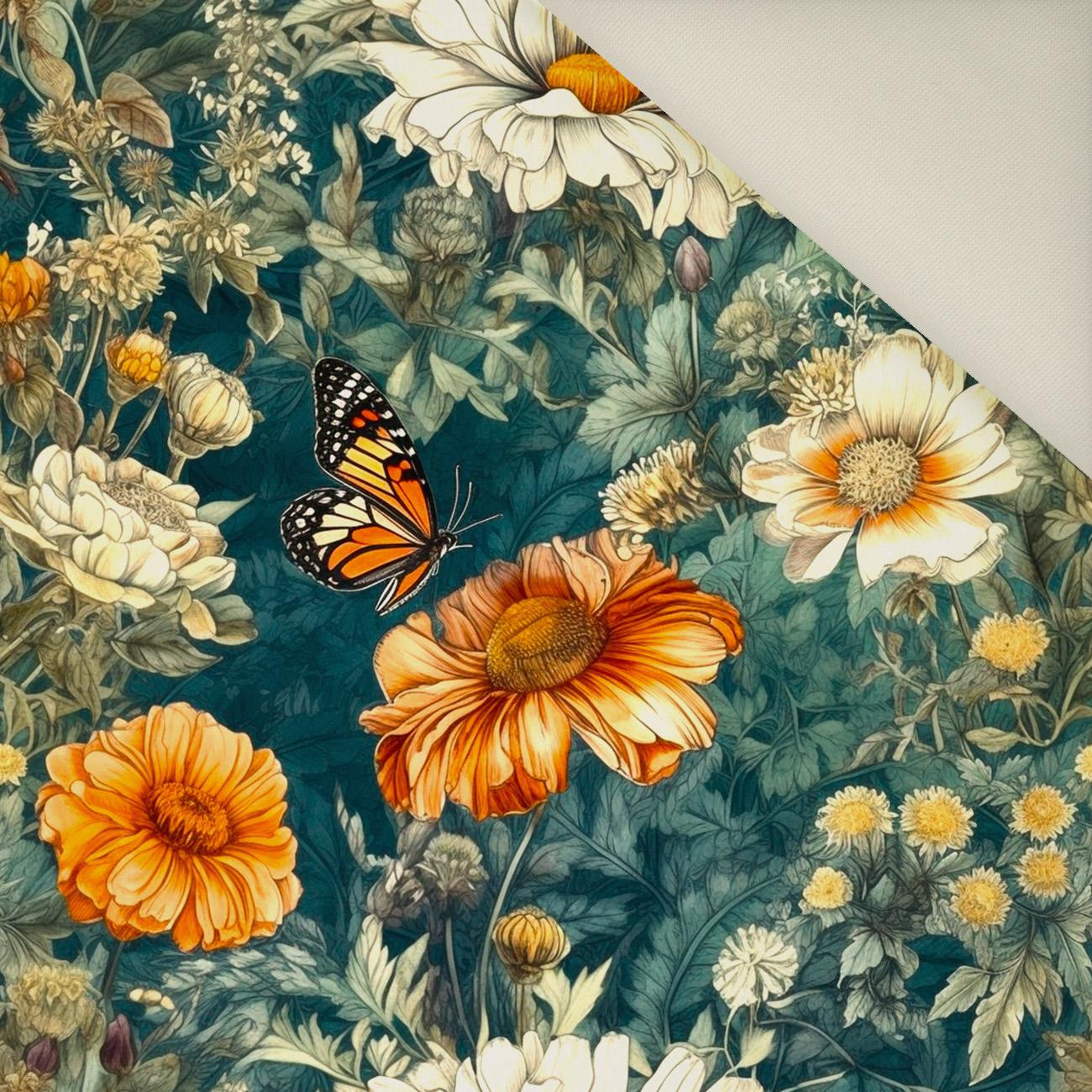 Butterfly & Flowers wz.1- Welur tapicerski