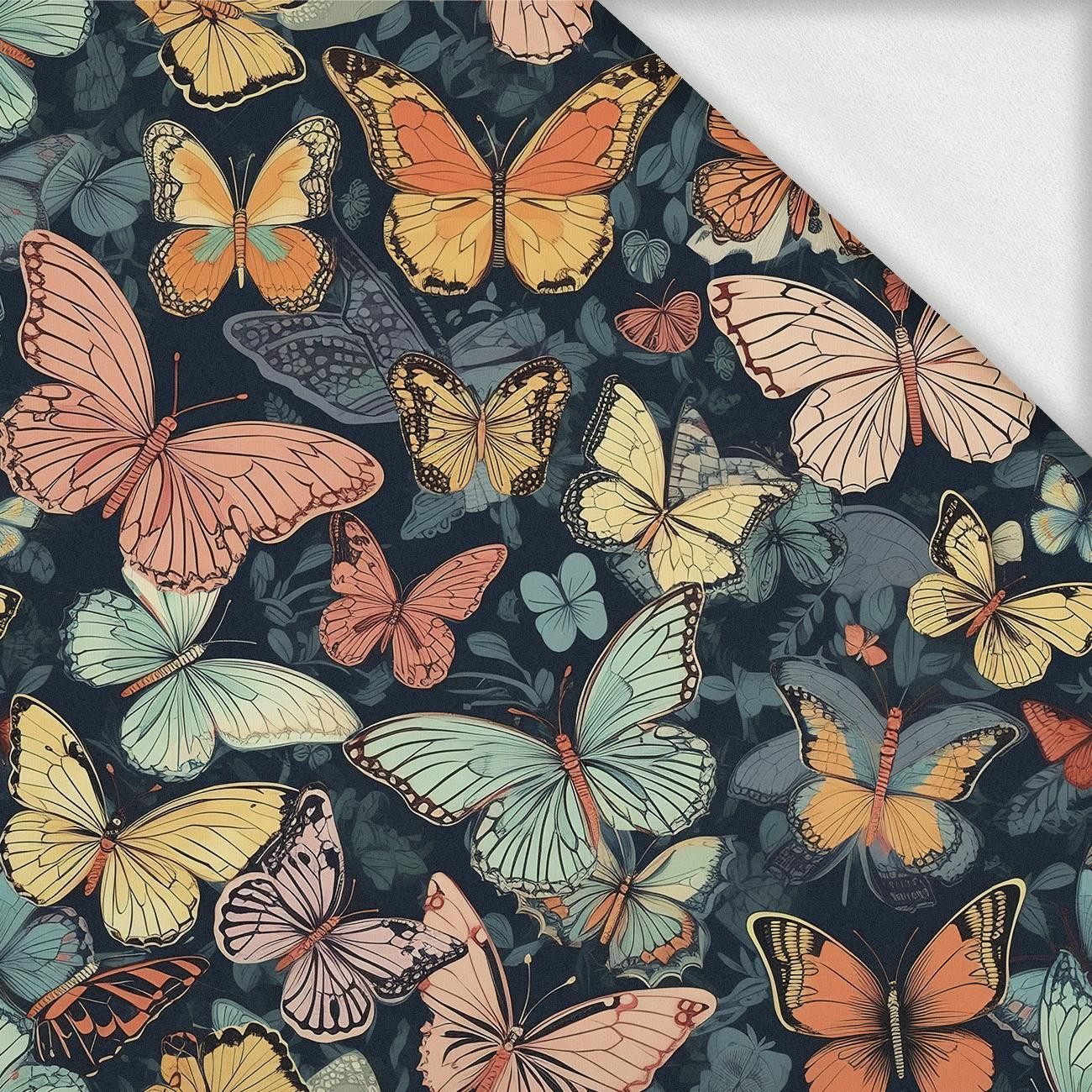 Butterfly & Flowers wz.5 - dzianina pętelkowa z elastanem ITY