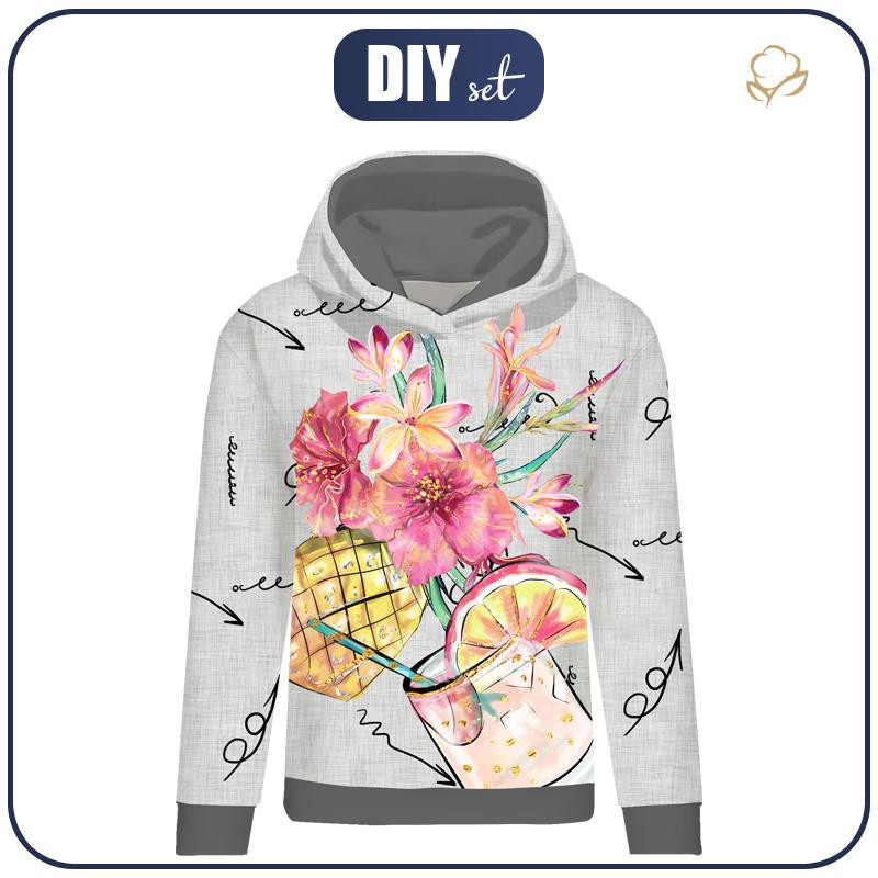 BLUZA DAMSKA (POLA) CLASSIC Z KAPTUREM - ANANASOWY DRINK -  dzianina pętelkowa
