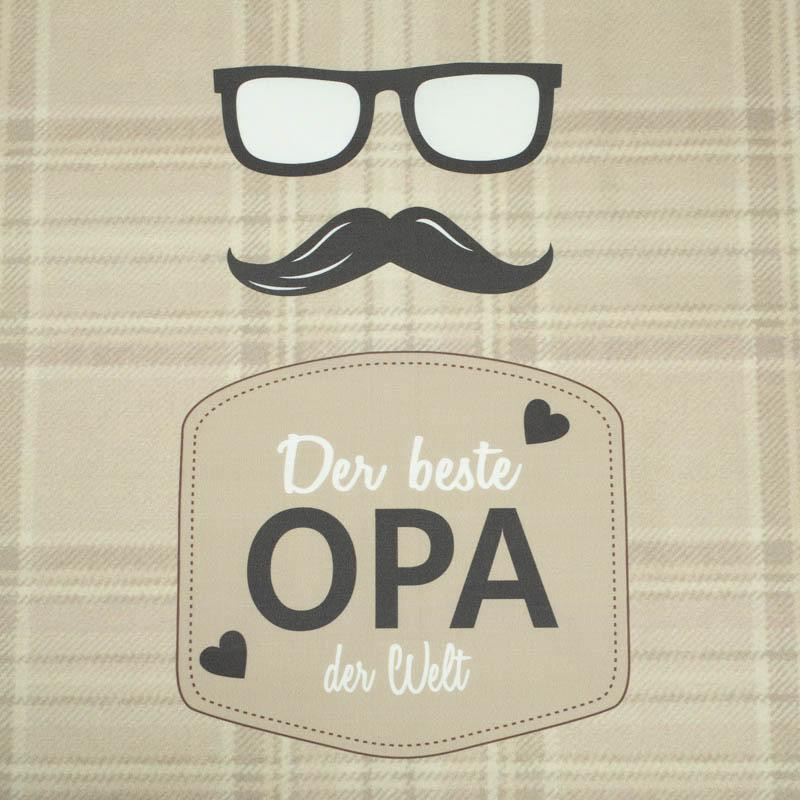 Der beste Opa der Welt/ angielska krata -beżowy- panel tkanina bawełniana (50cmx75cm)