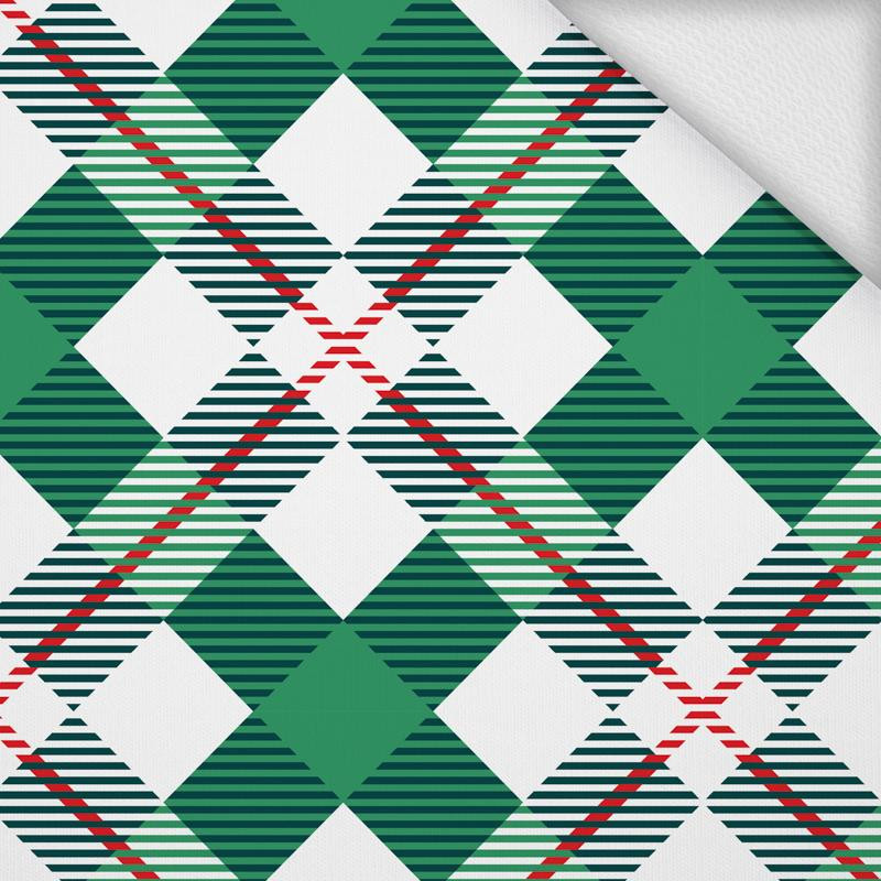 KRATA ZIELONO- CZERWONA / biała - dresówka pętelkowa