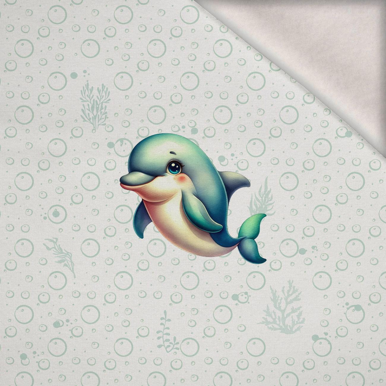 DOLPHIN (SEA ANIMALS WZ. 2) - PANEL (60cm x 50cm) dzianina drapana z elastanem ITY