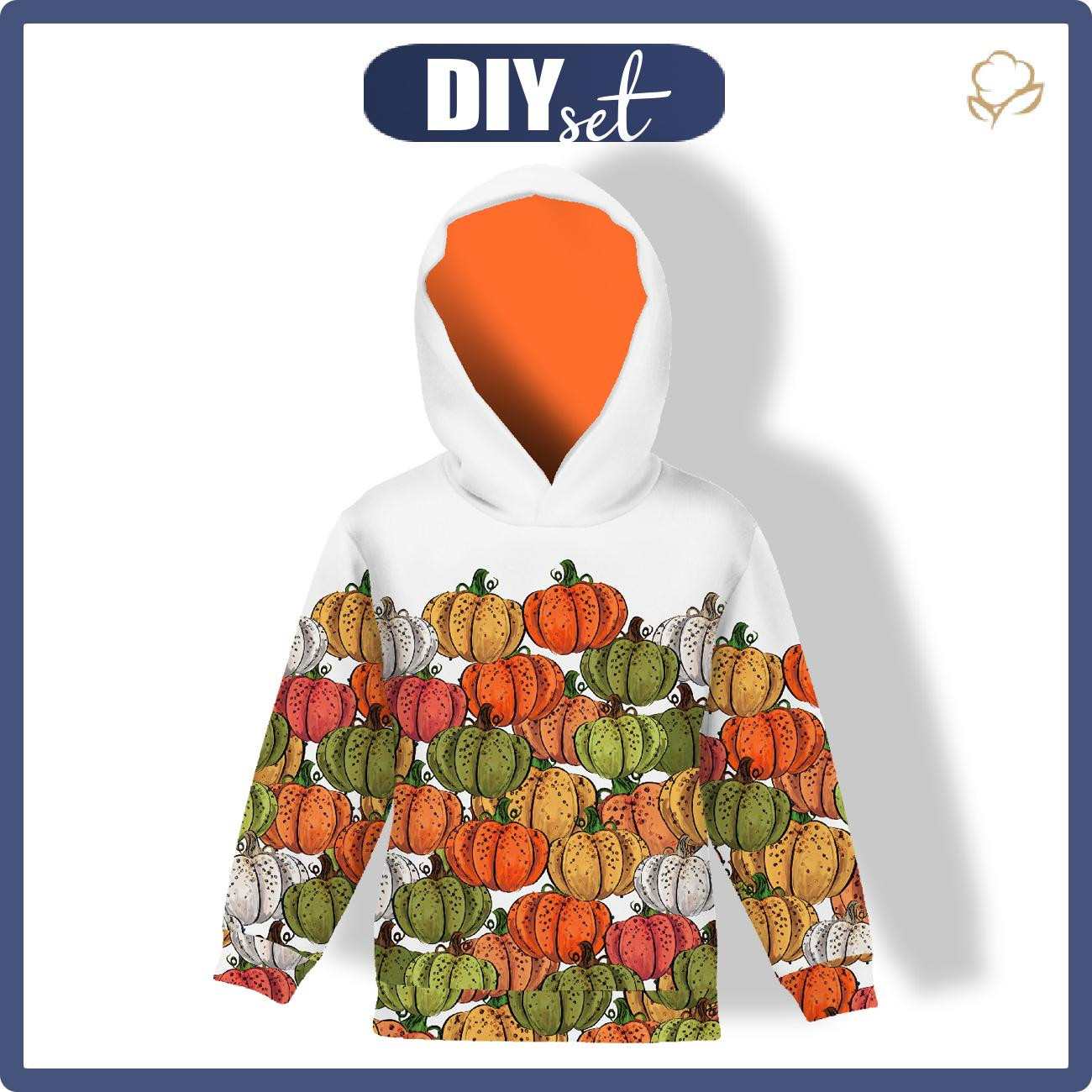 DZIECIĘCA BLUZA Z KAPTUREM (ALEX) - KOLOROWE DYNIE - zestaw do uszycia