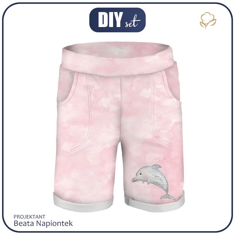 DZIECIĘCE SPODENKI (RIO) - DELFIN / KAMUFLAŻ wz. 2 / blady róż - dzianina pętelkowa