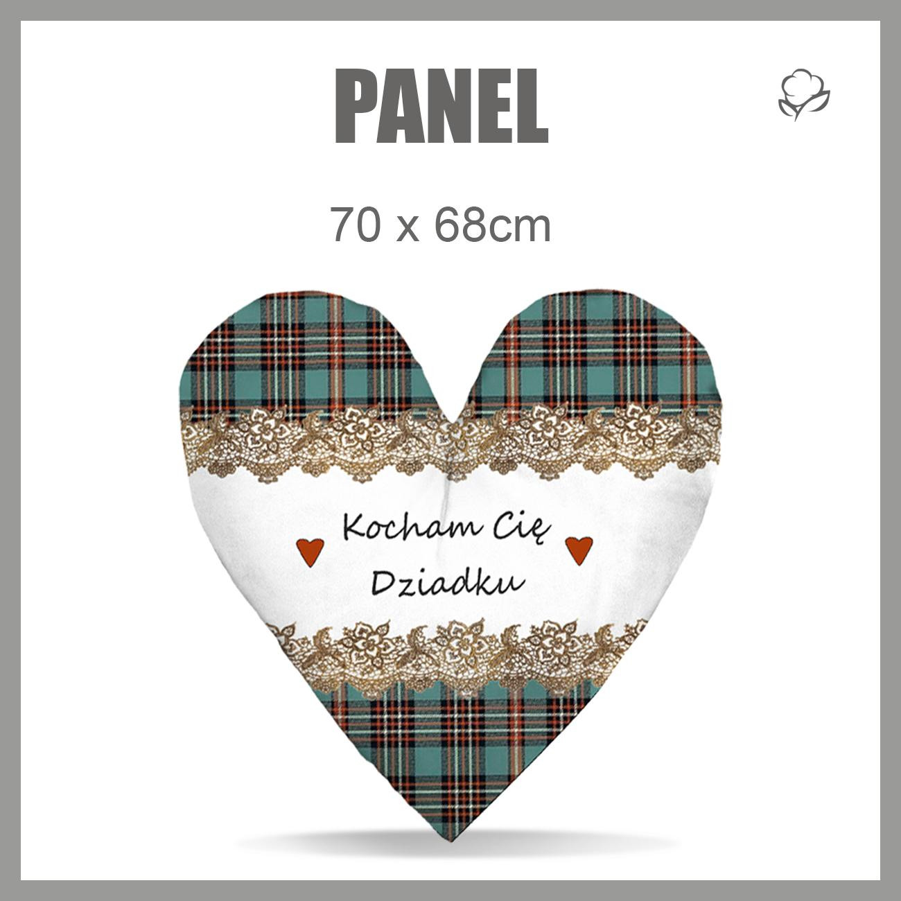 PANEL PODUSZKOWY SERCE - KOCHAM CIĘ DZIADKU / KRATA RETRO - Welur tapicerski