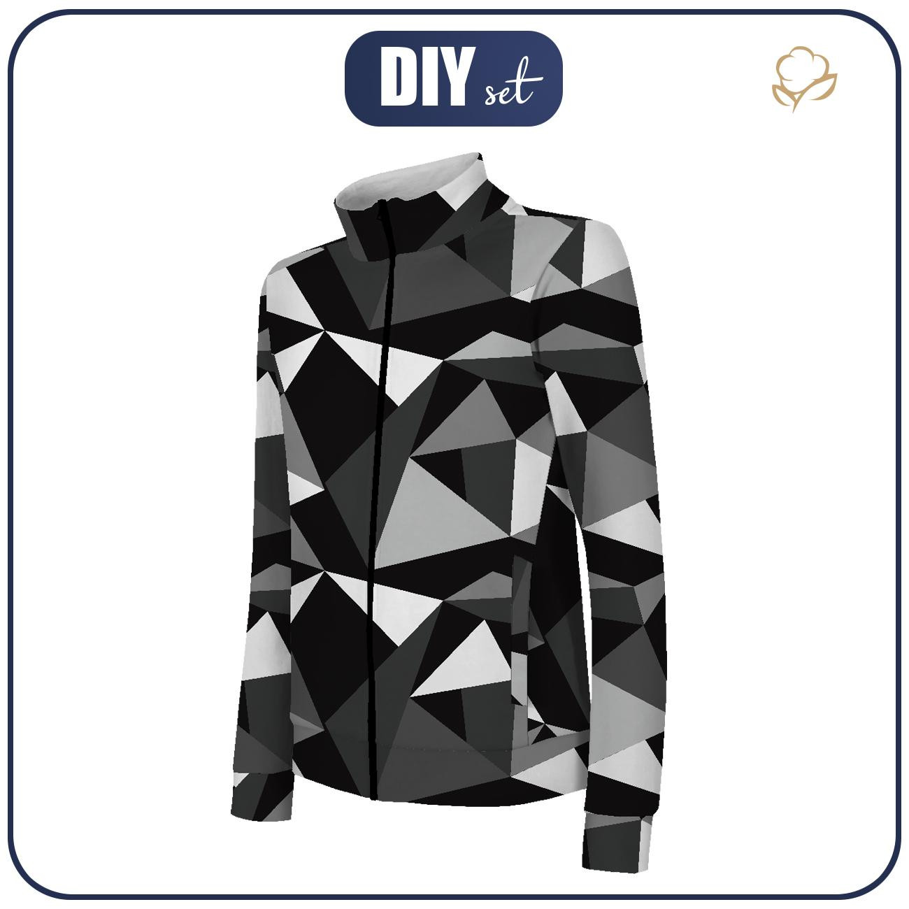 BLUZA ROZPINANA (MAX) - LÓD WZ. 2 / czarno - biały - DIY set