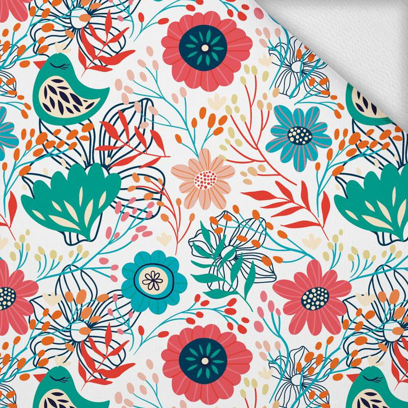 FOLKOWE PTAKI / biały - dresówka pętelkowa