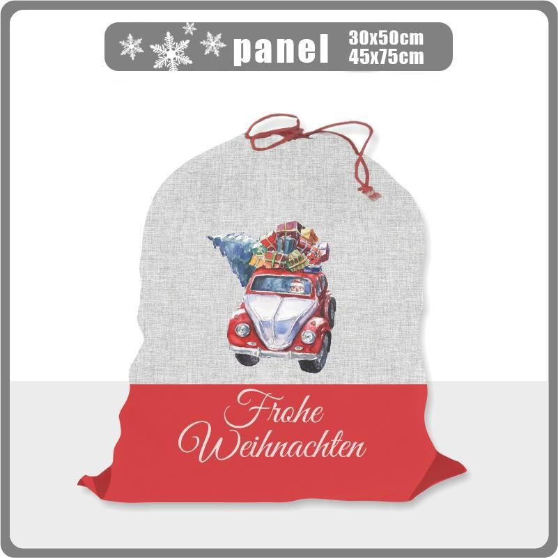 BRYKA MIKOŁAJA - FROHE WEIHNACHTEN - acid wash szary  - panel tkanina bawełniana / Rozmiar do wyboru
