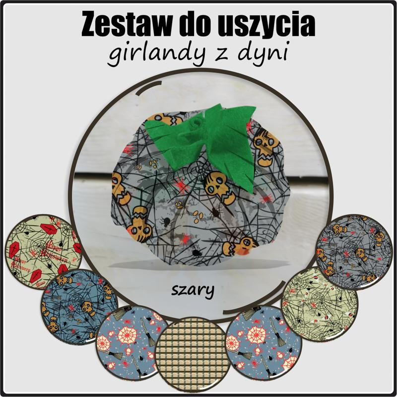 Girlanda z dyń / szary - Zestaw 