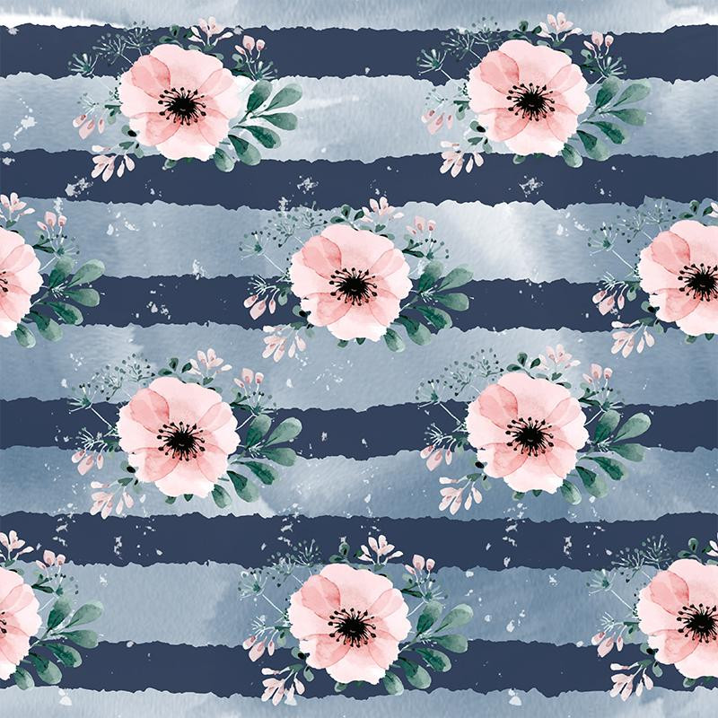 CEDRIC'S GARDEN / granatowy  - tkanina bawełniana