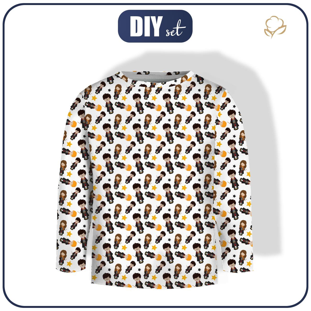 Longsleeve - MAGICZNI PRZYJACIELE wz. 2 (MAGICZNA SZKOŁA) / biały - zestaw do uszycia