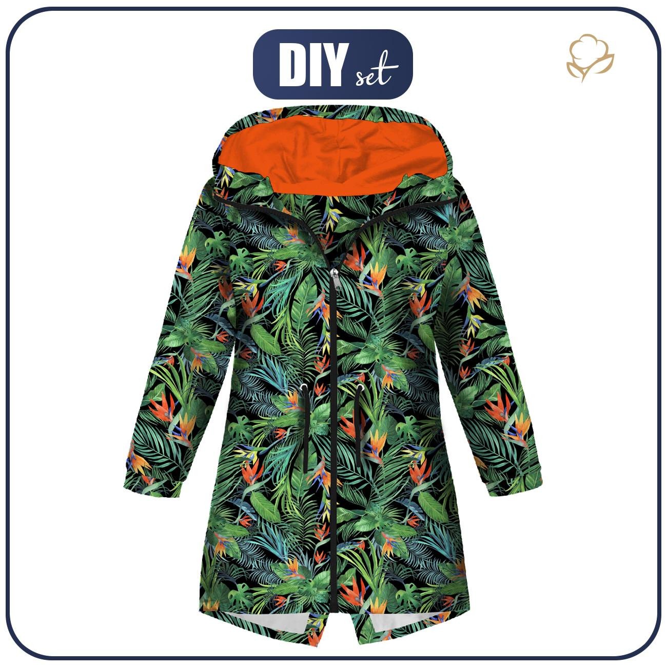 PARKA DZIECIĘCA (ARIEL) - RAJSKA DŻUNGLA / czarny - zestaw do uszycia