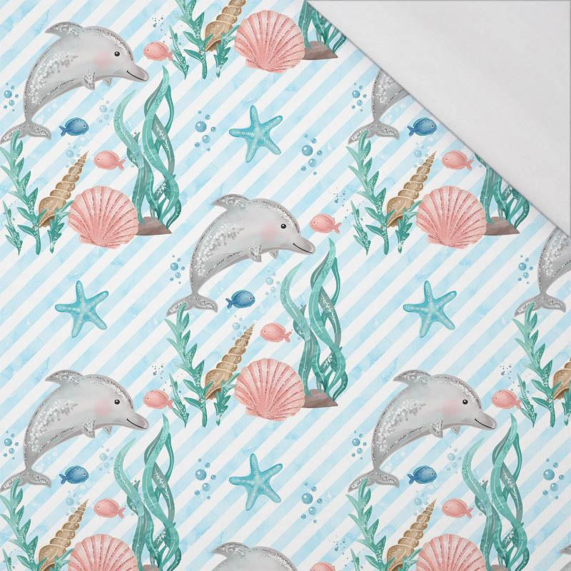 DELFINY / paski (BAJKOWY OCEAN) / aqua - single jersey z elastanem 
