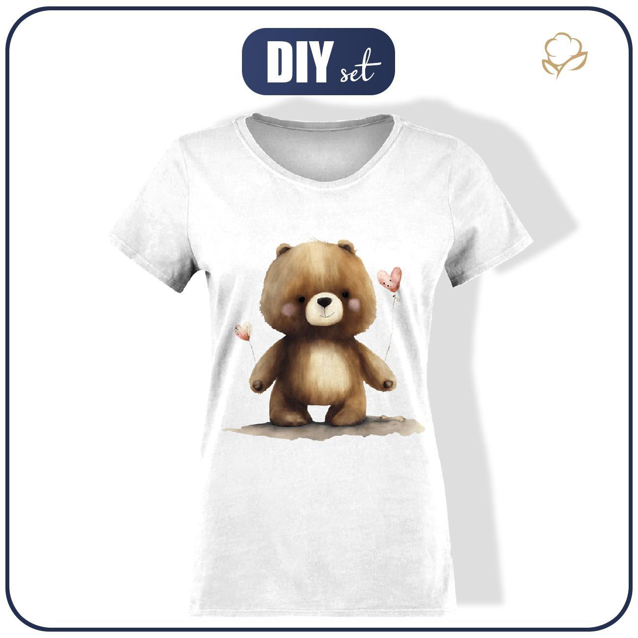 T-SHIRT DAMSKI - VALENTINE'S DAY / BEAR - zestaw do uszycia L